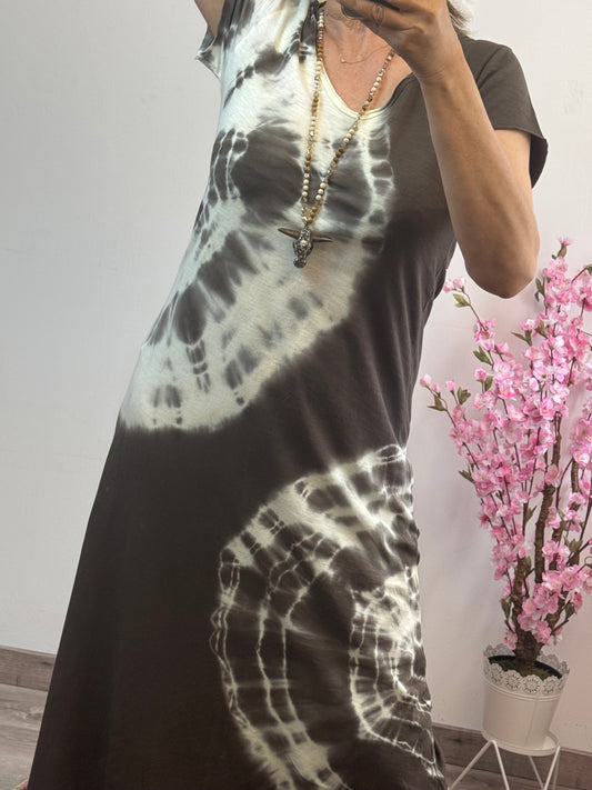 Robe teeshirt tie and dye marron
