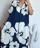 Robe floral marine/blanc TU 40/48