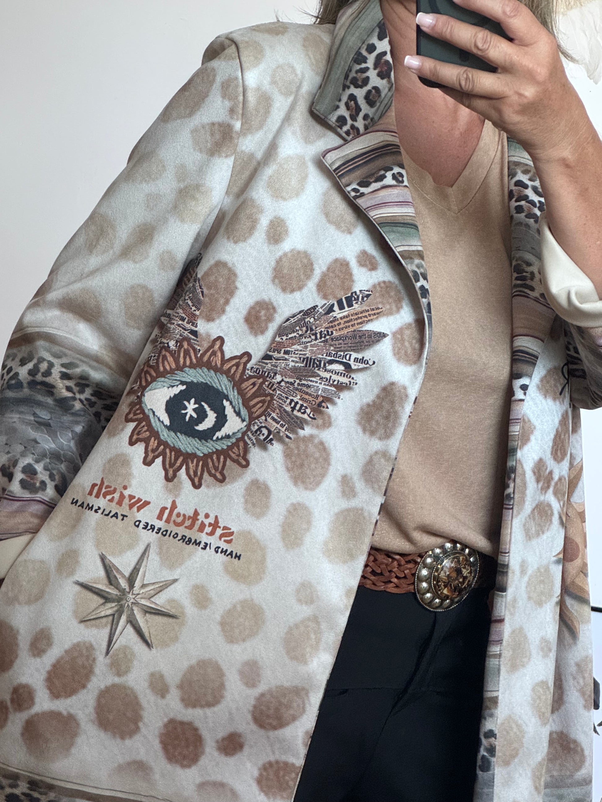 Veste longue bohème suédine