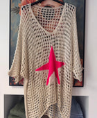 Pull crochet beige