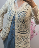 Gilet long crochet beige TU 38/44