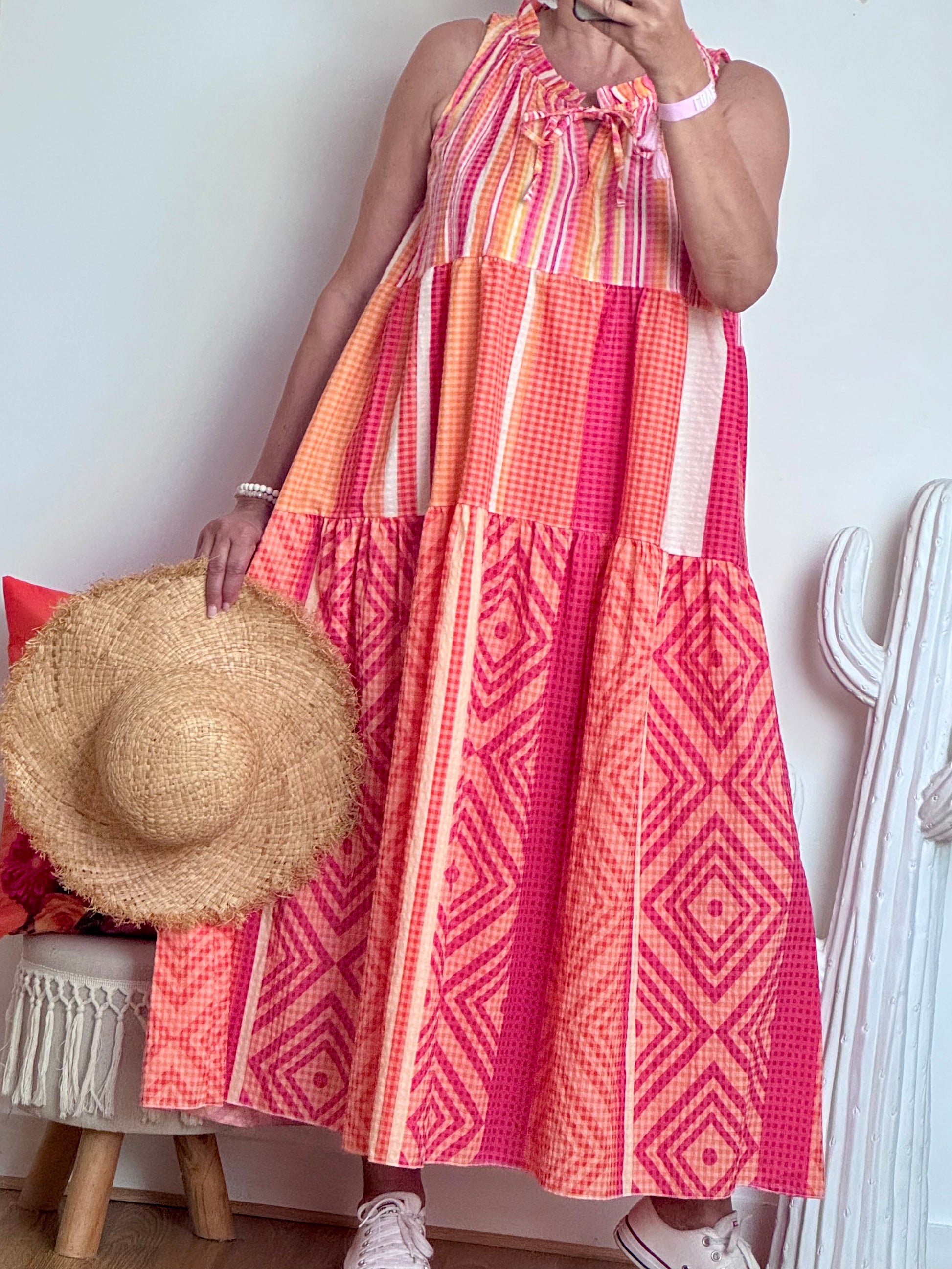 Robe Vichy orange /rose TU 38/44