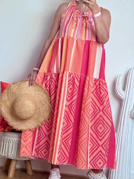 Robe Vichy orange /rose TU 38/44