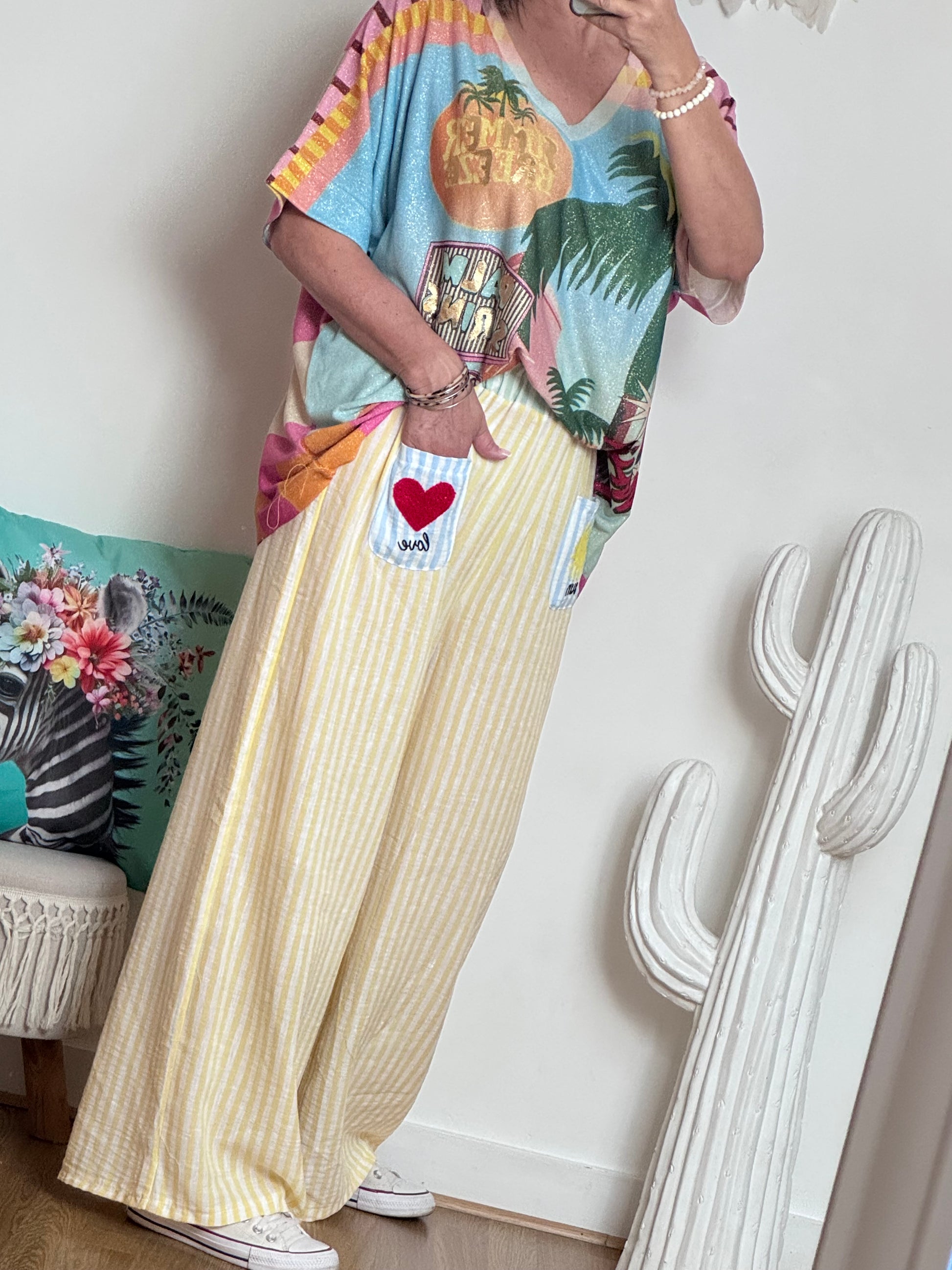 Pantalon rayures jaune