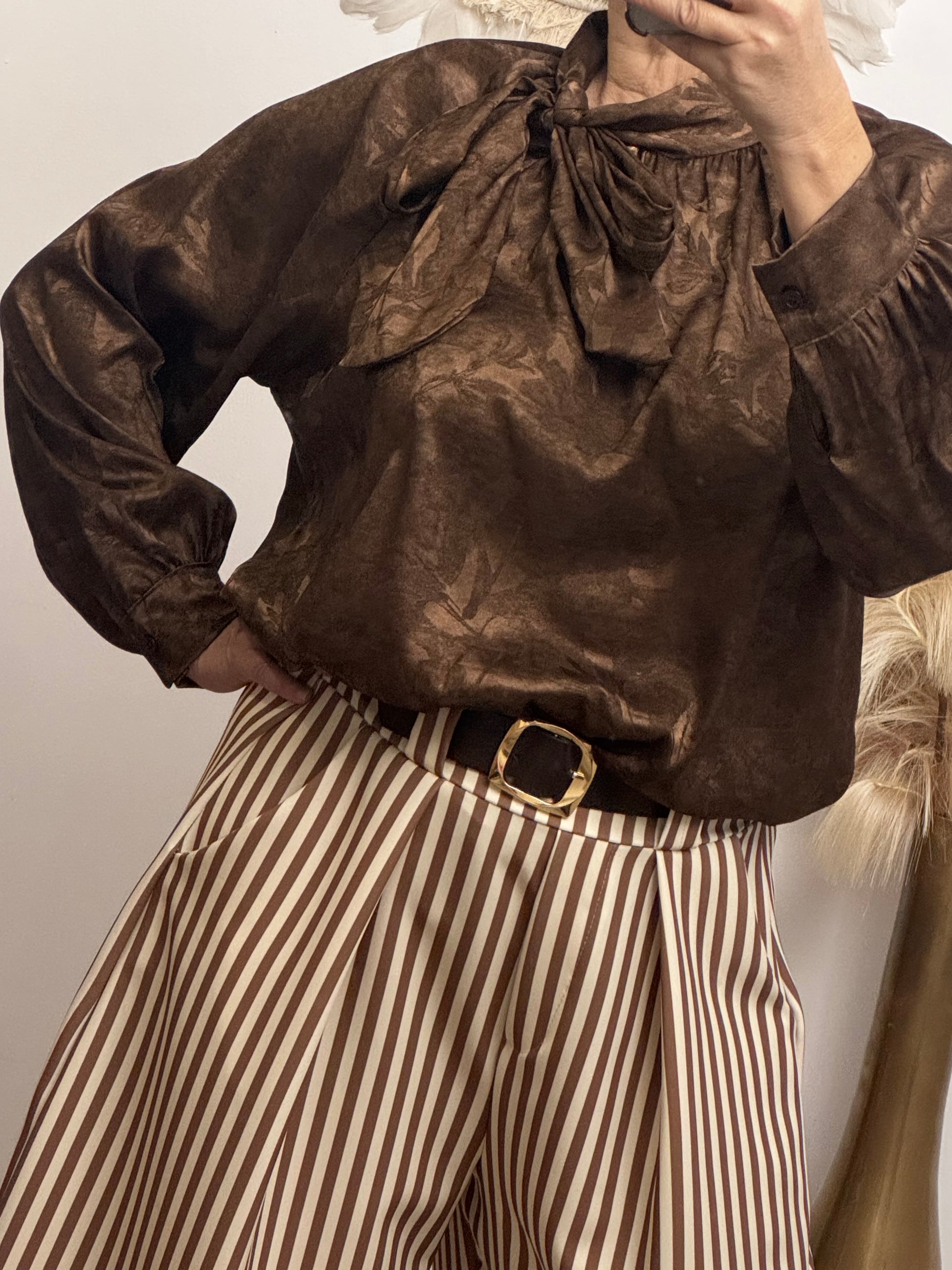 Blouse noeud marron TU 38/46