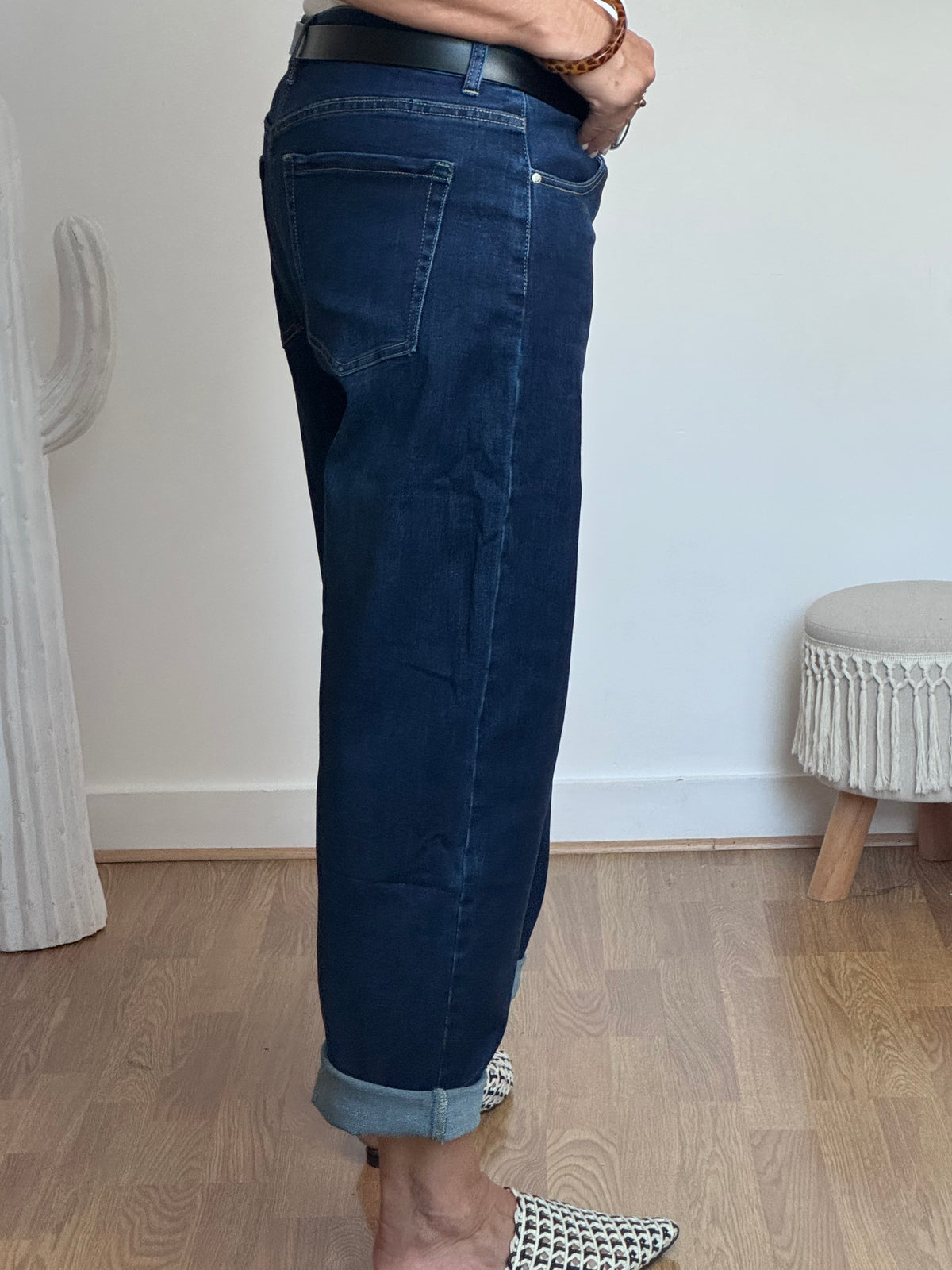 Jeans barrel bleu foncé