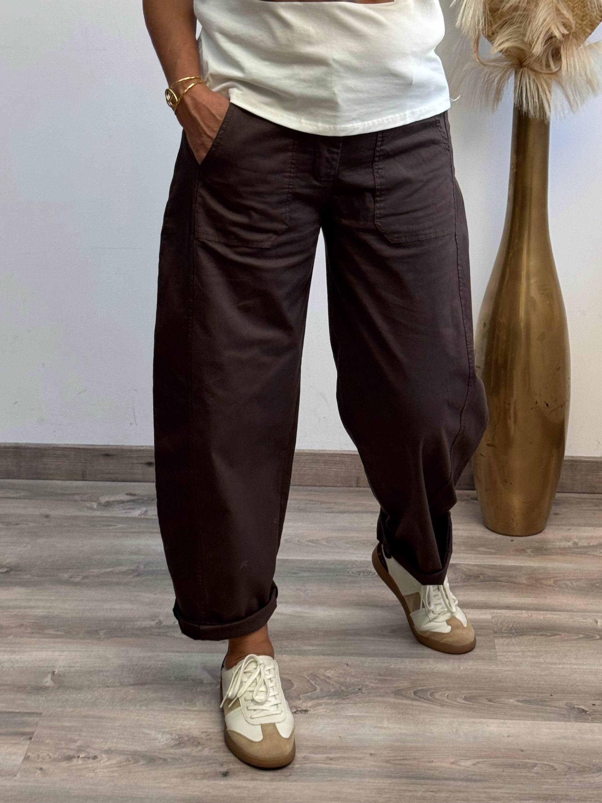 Pantalon barrel marron