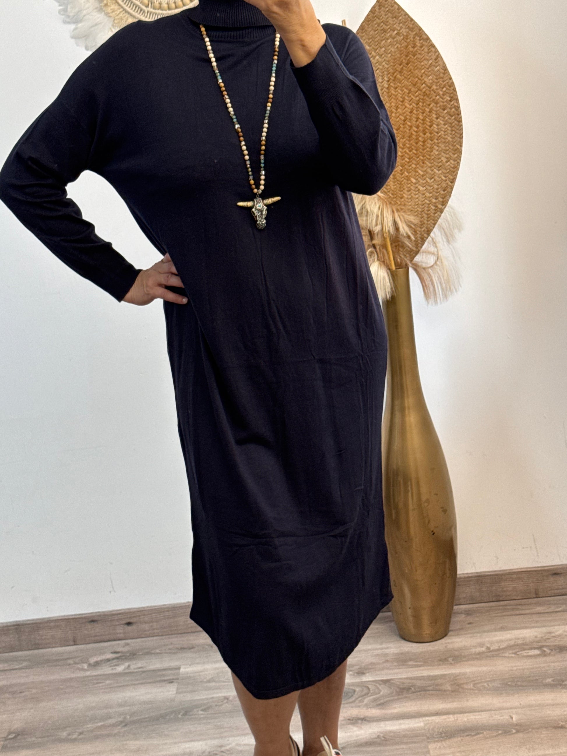 Robe longue maille marine