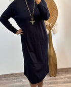 Robe longue maille marine