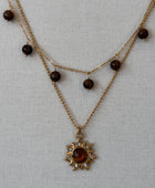 Collier solaire doré double rang œil de tigre protecteur