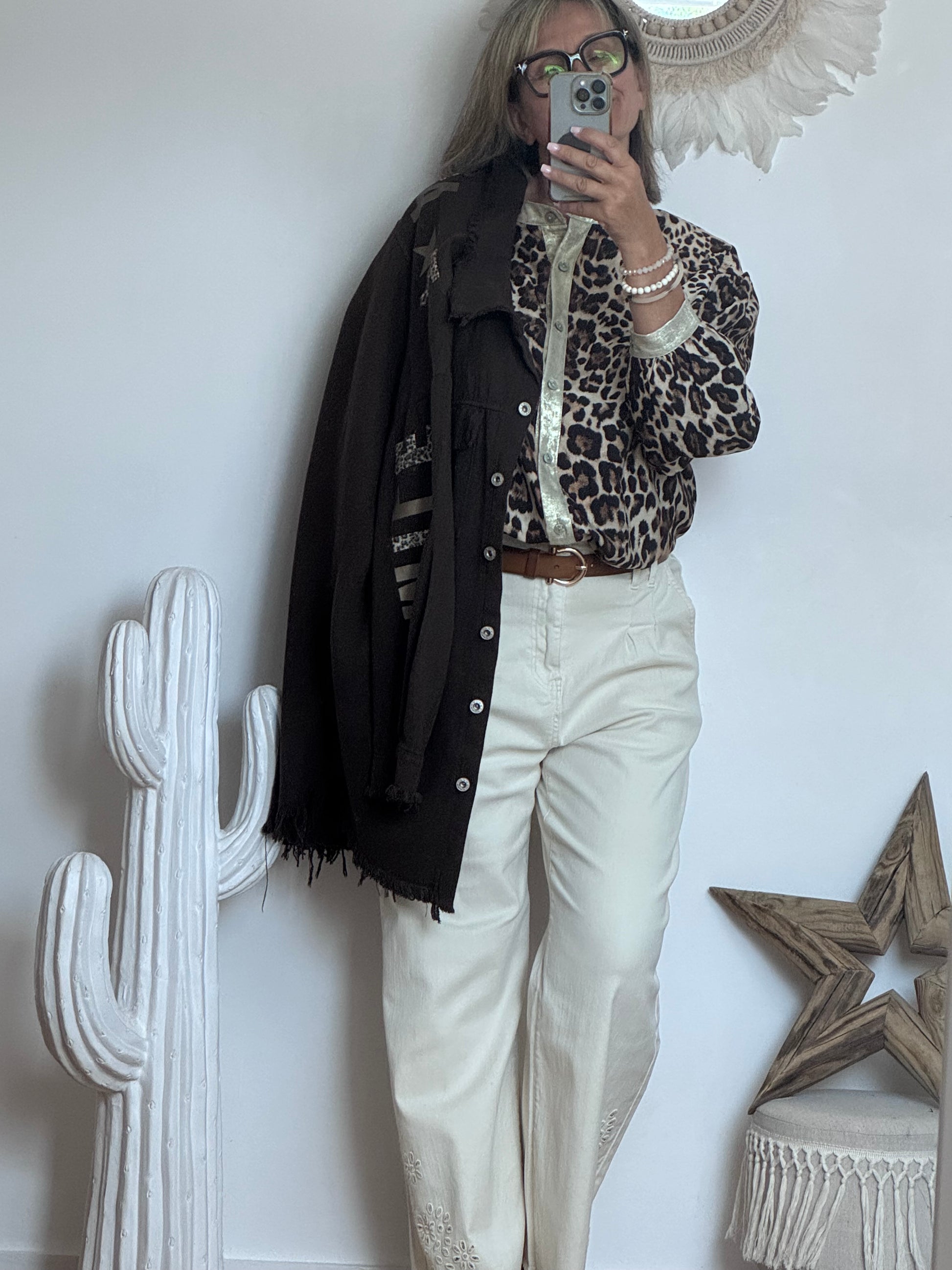Jeans crème bohème du S au XXL