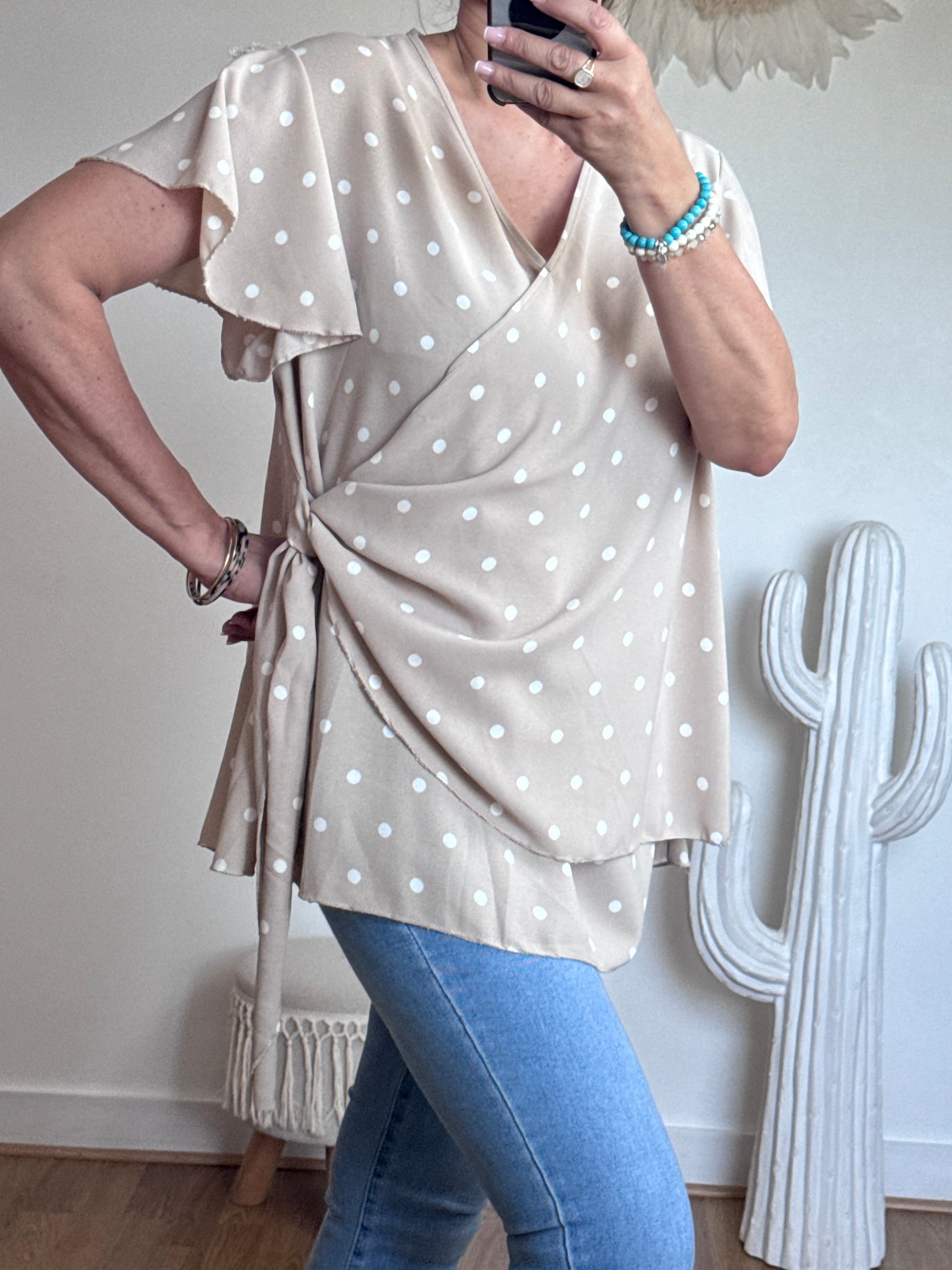 Blouse pois beige TU 44/50