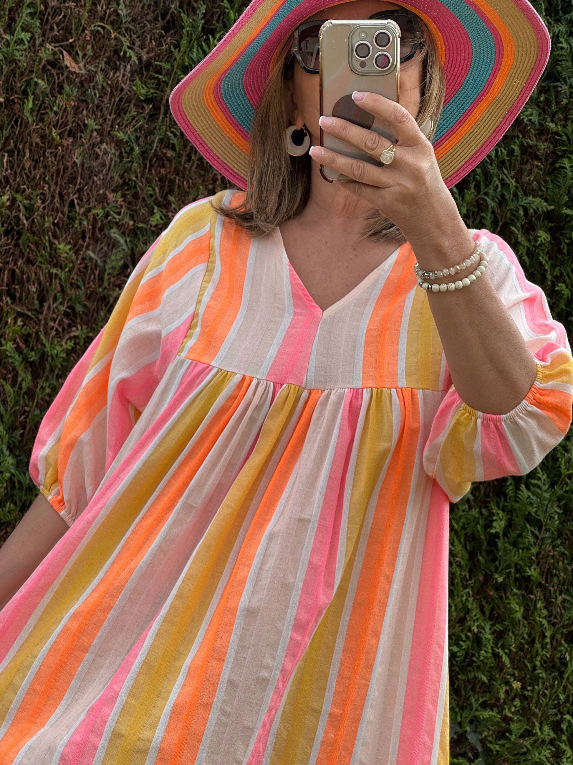 Robe coton tisse multicolore