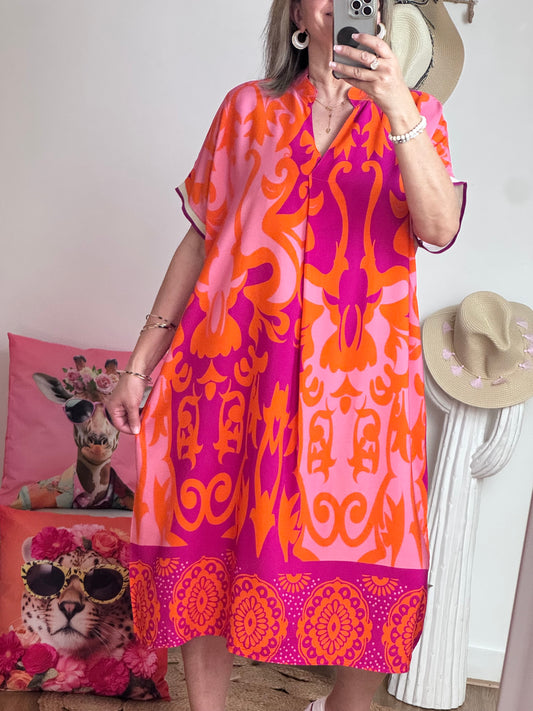 Robe fluide arabesque rose TU 40/48