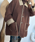 Veste moumoute Marron bi matière