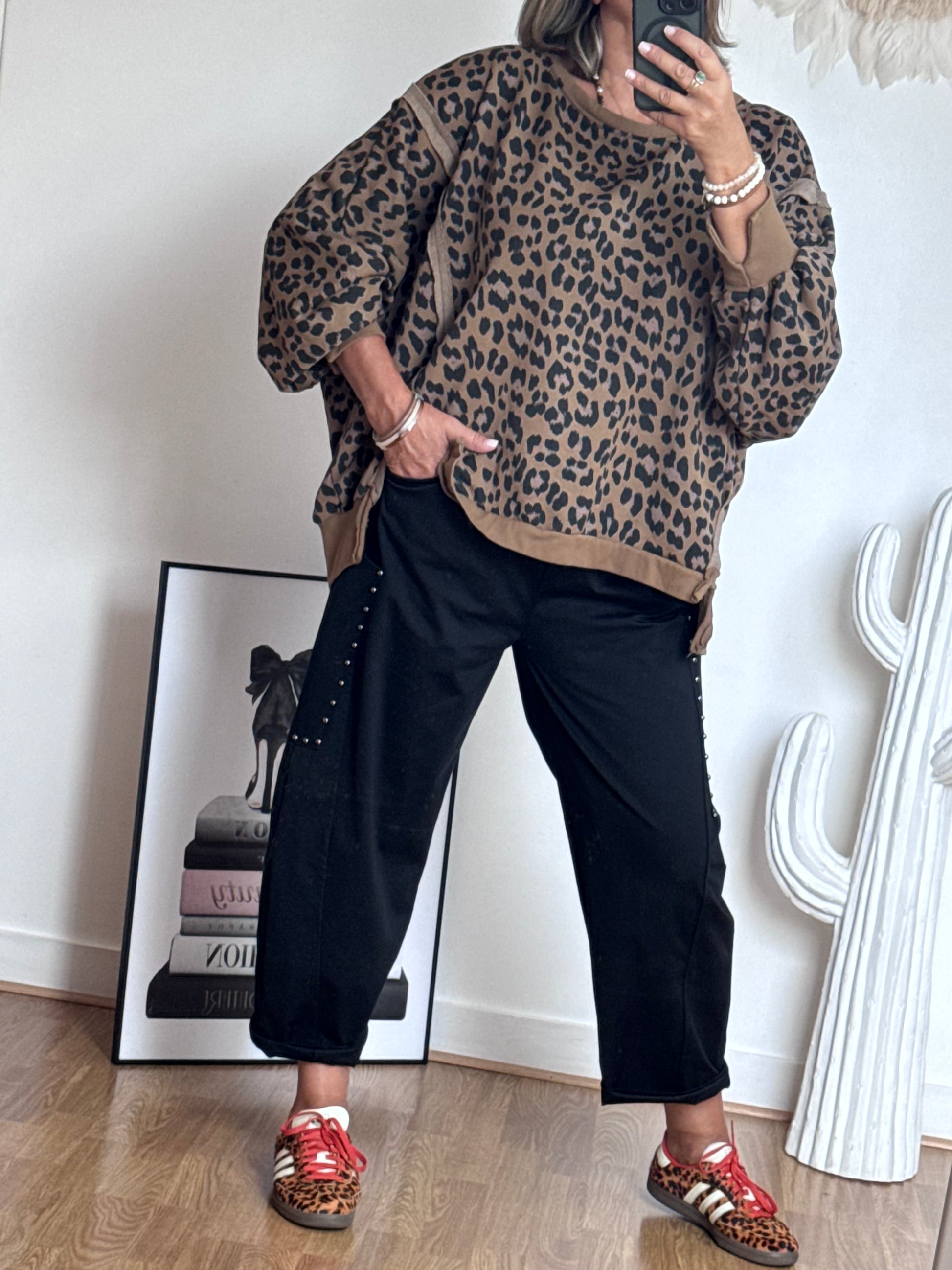 Sweat-shirt oversize Léo camel TU 38/50
