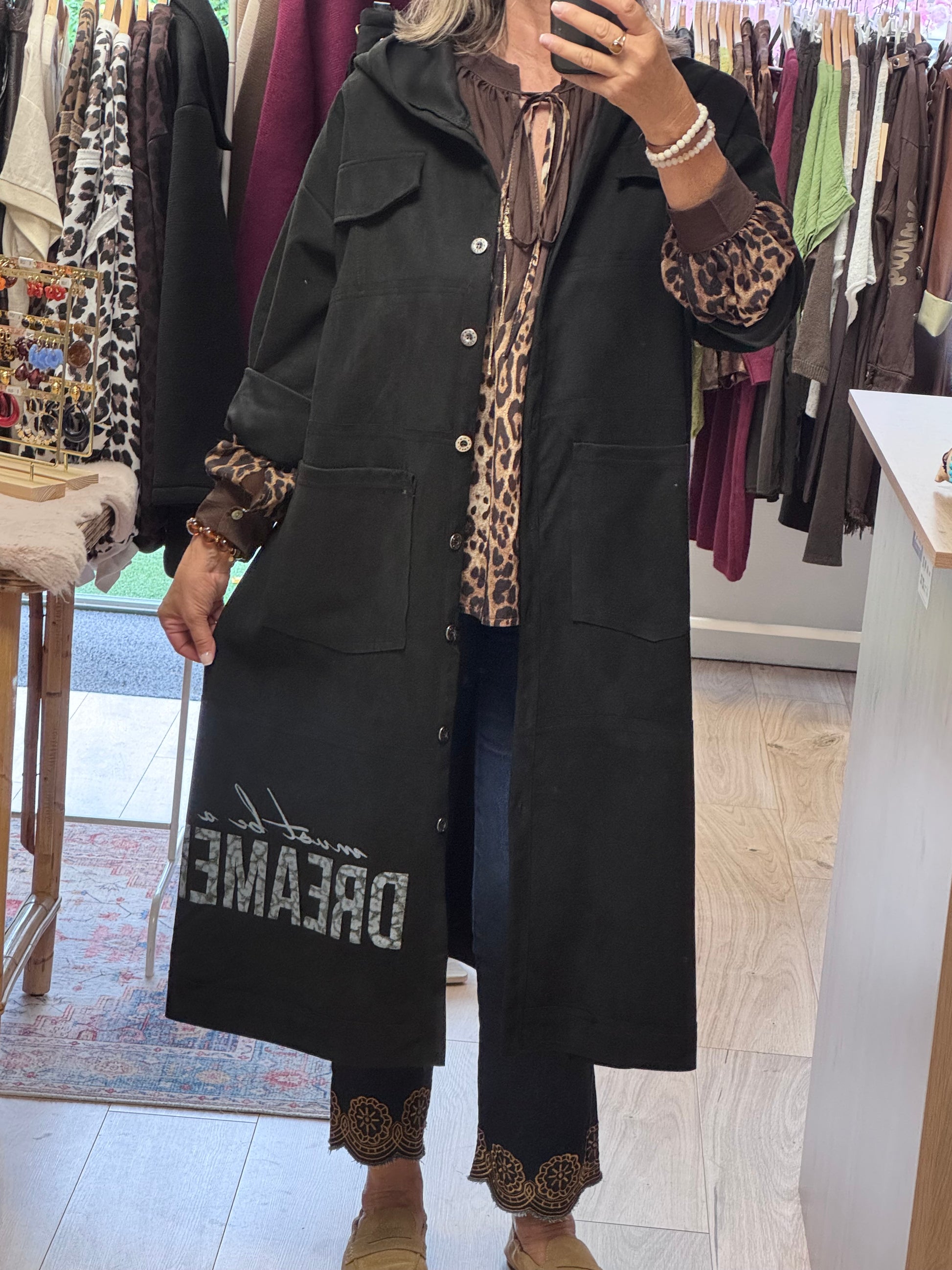 Veste longue suédine noire