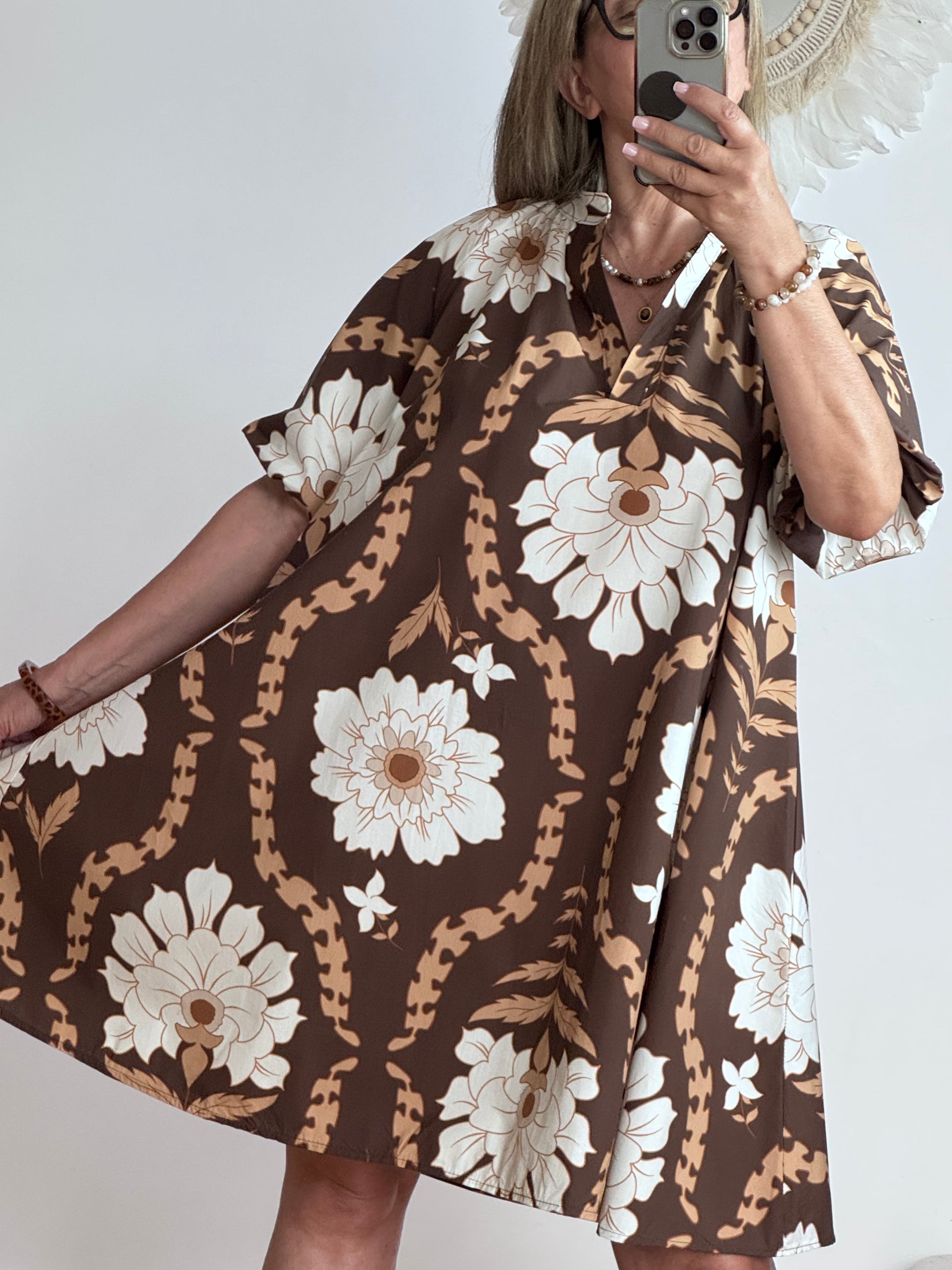 Robe Chloé évasée marron