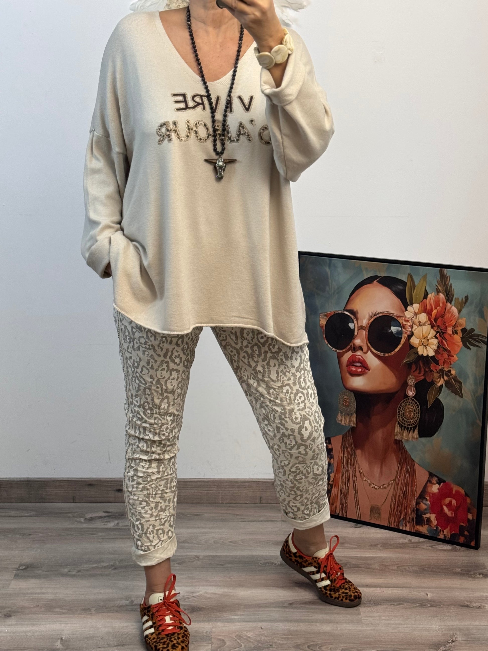 Pull beige vivre d’amour TU 40/50