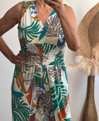 Robe short imprimée vert