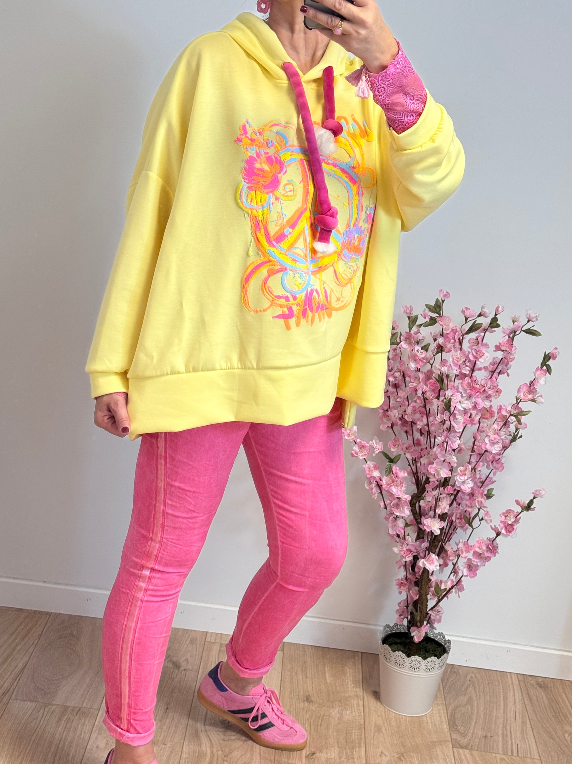 Sweat-shirt peace and love jaune TU 38/48