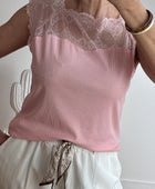 Top dentelle rose