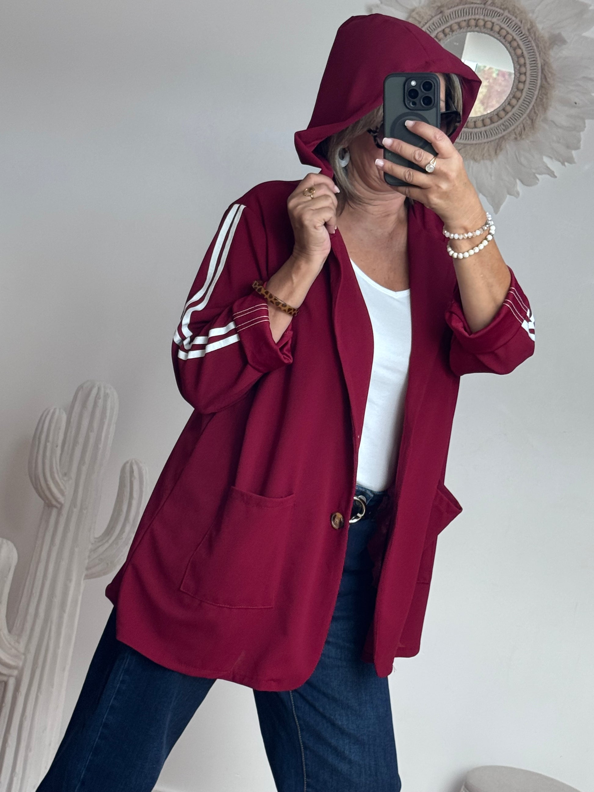 Veste casuel bordeaux jolie forme