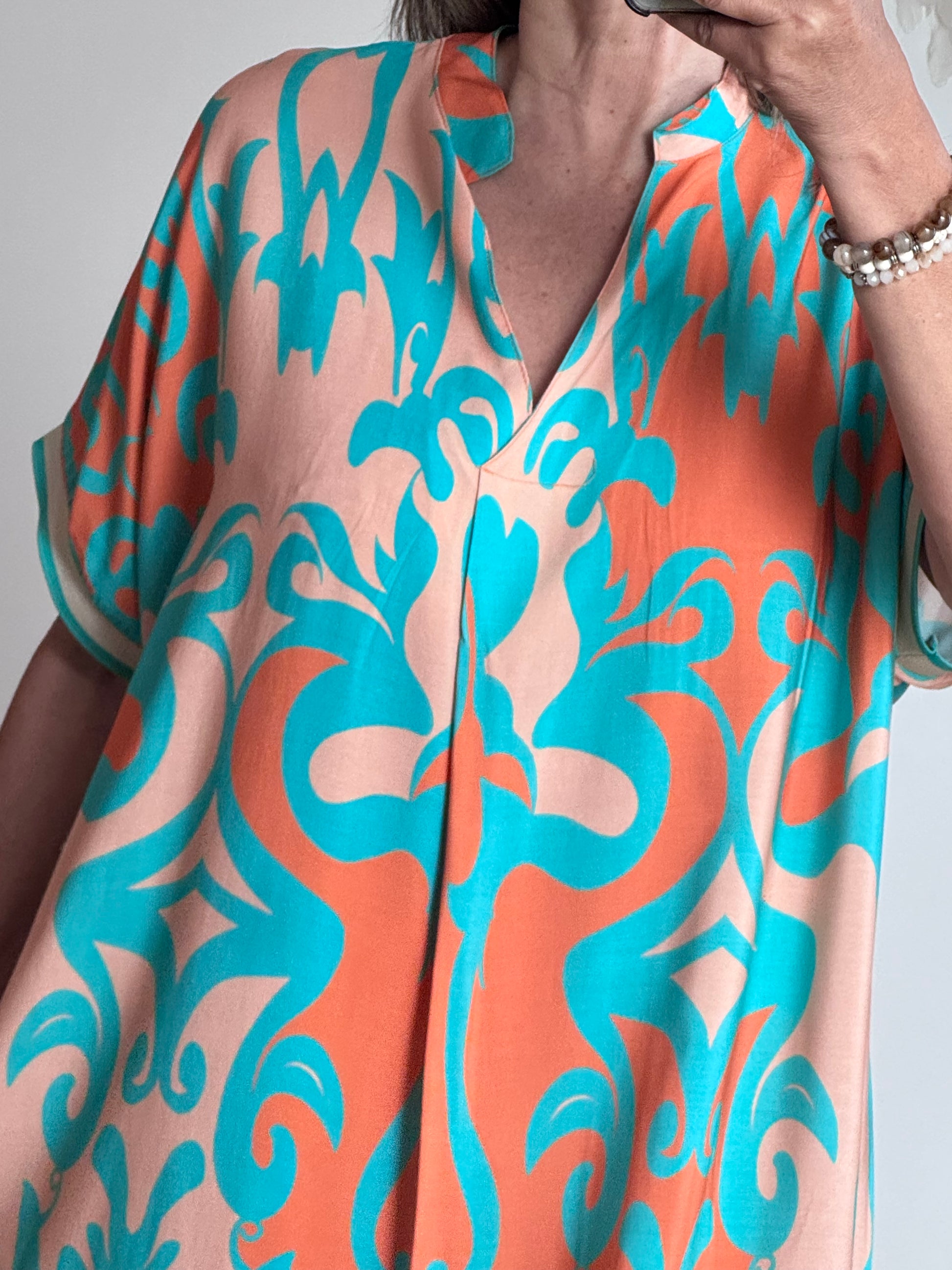 Robe arabesque turquoise /orange TU 40/48