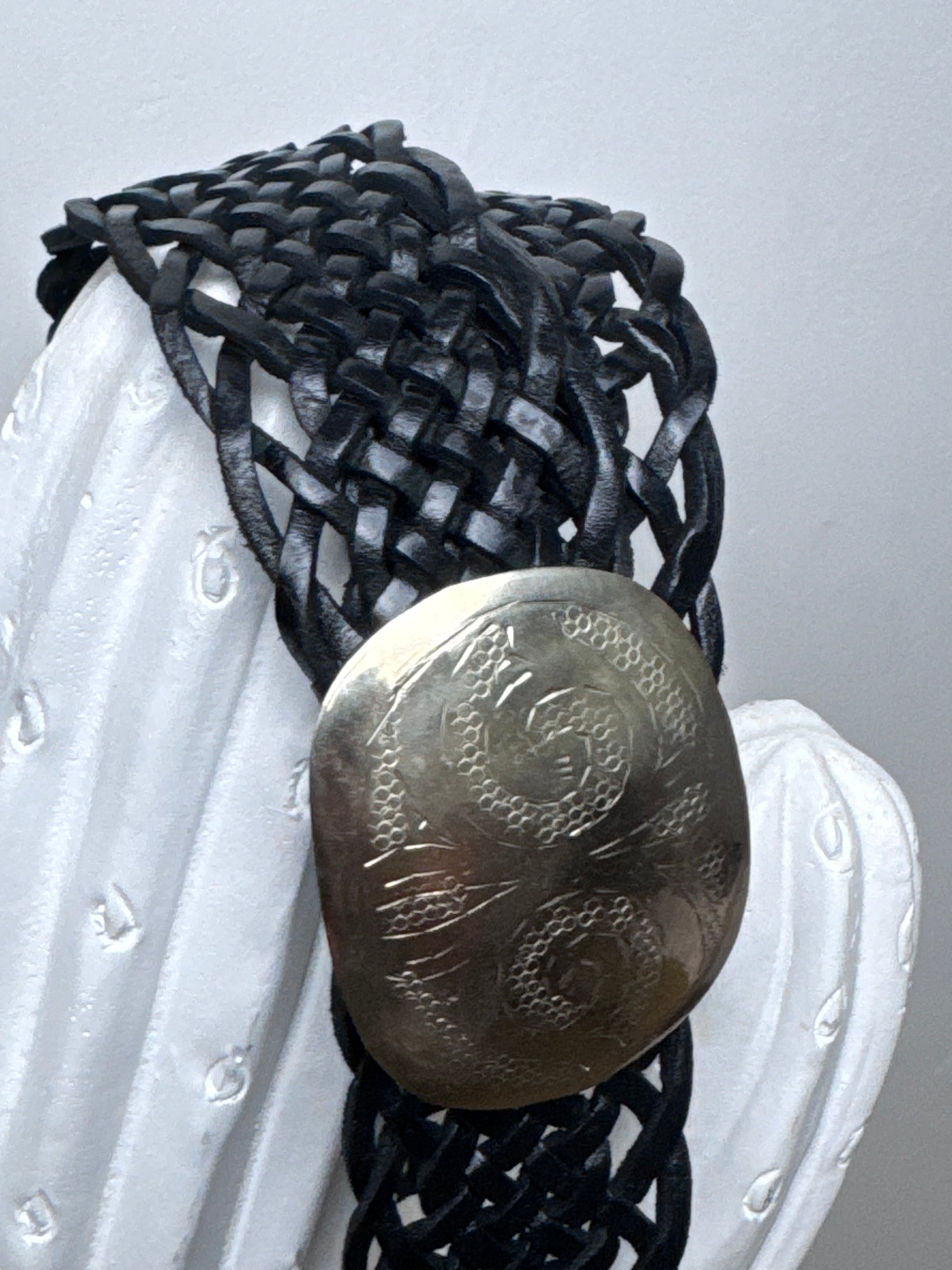 Ceinture cuir tressée noire