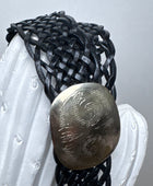 Ceinture cuir tressée noire
