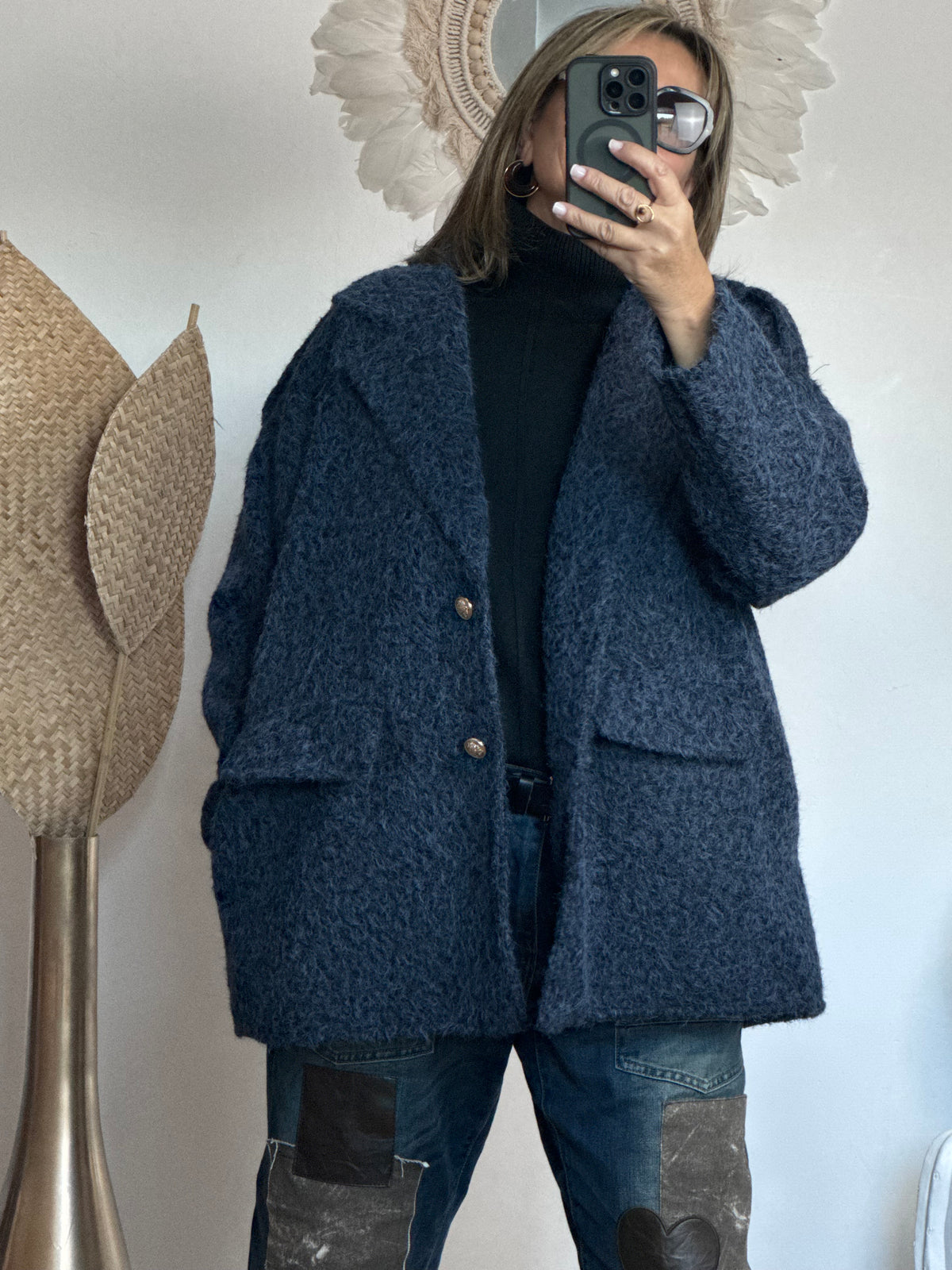 Veste moumoute bleue