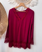 Top dentelle rouge grenat TU 40/46 et 46/50