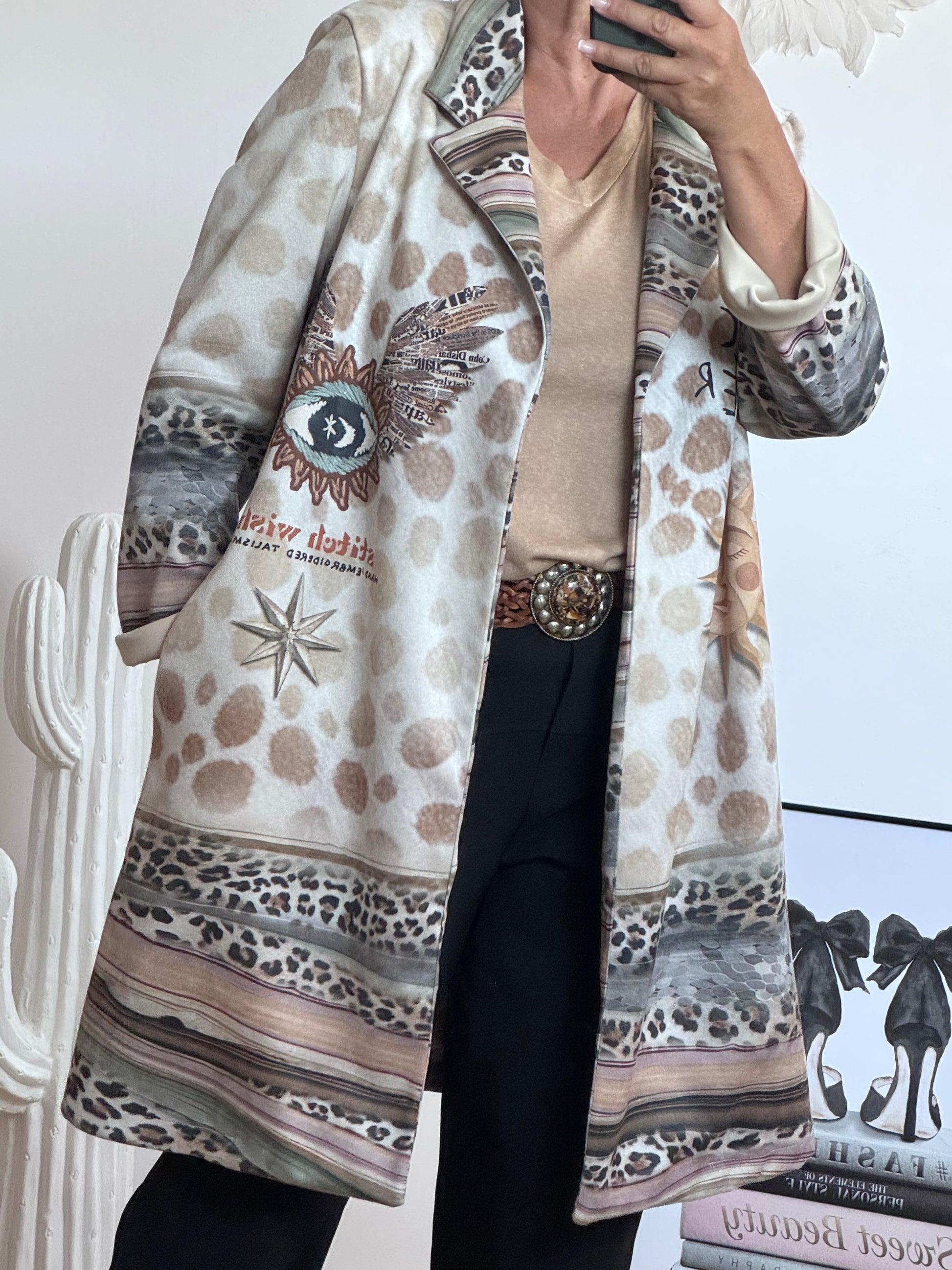 Veste longue bohème suédine