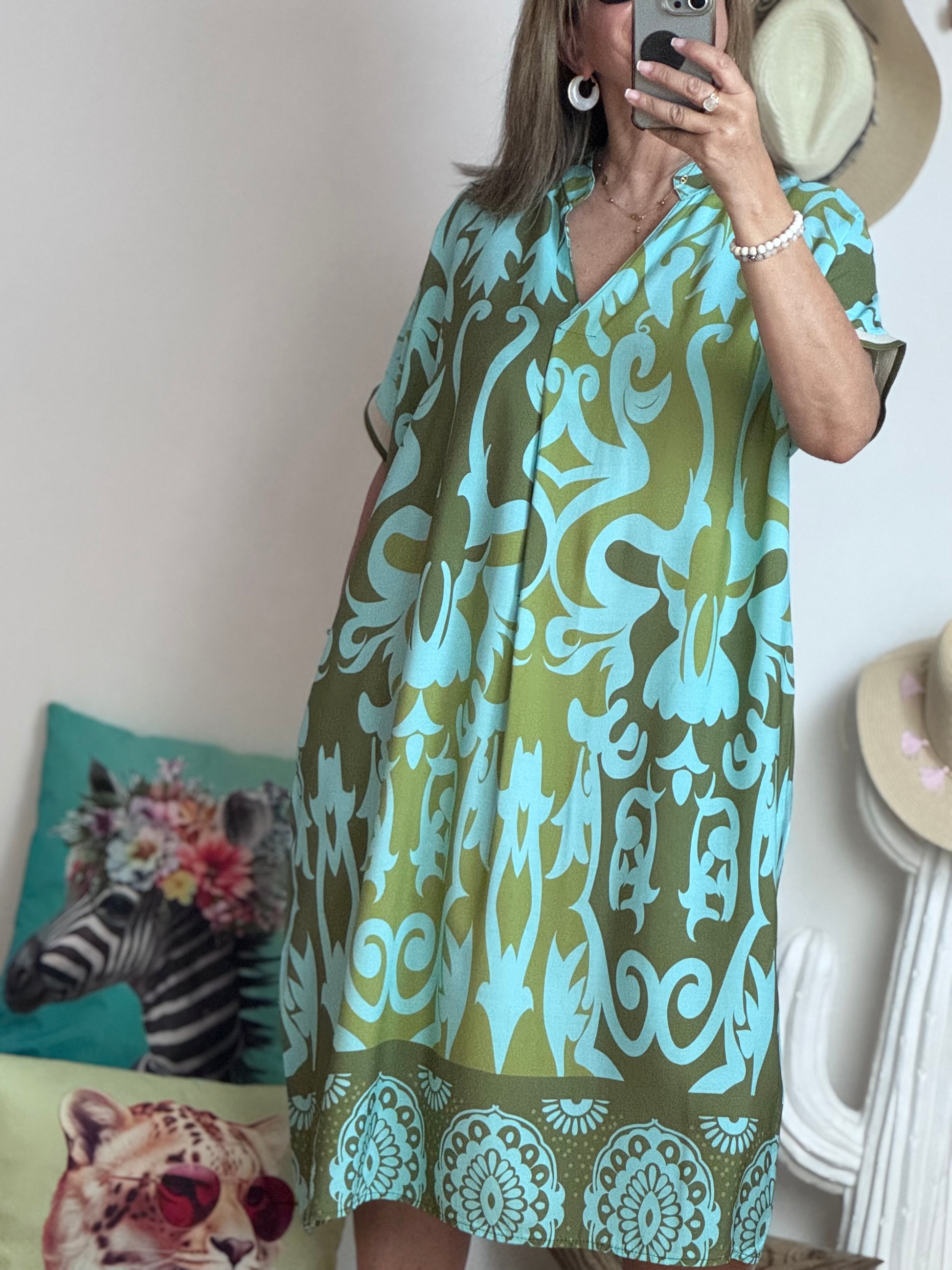 Robe fluide arabesque kaki TU 40/48