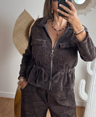 Veste velours milleraie marron