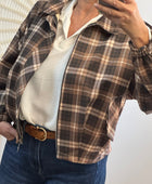 Blouson loose carreaux marron