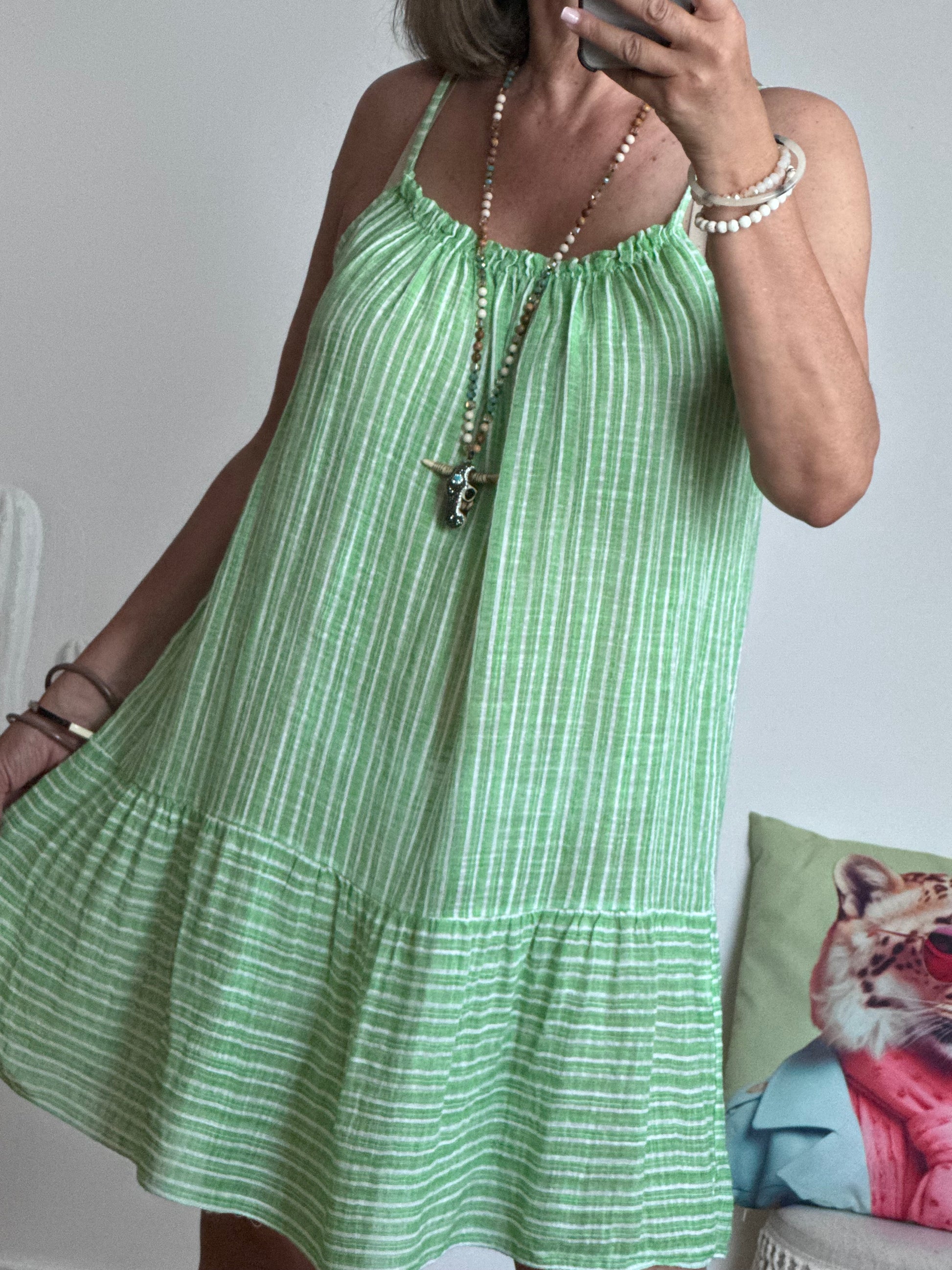 Robe d’été coton tissé verte