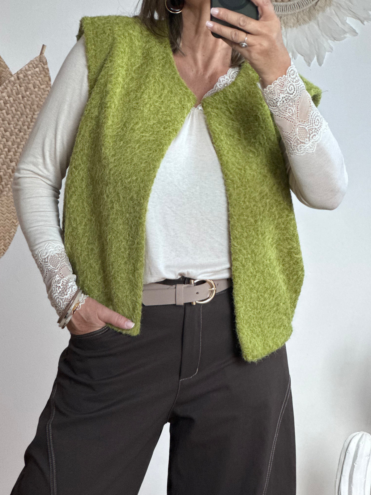 Veste sans manches vert pistache