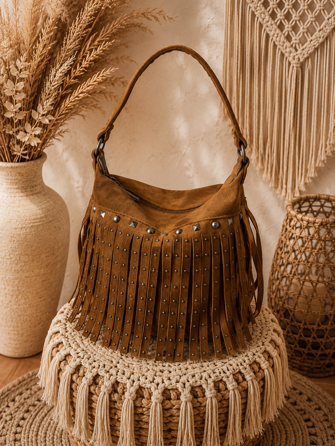 Sac boule bohème camel
