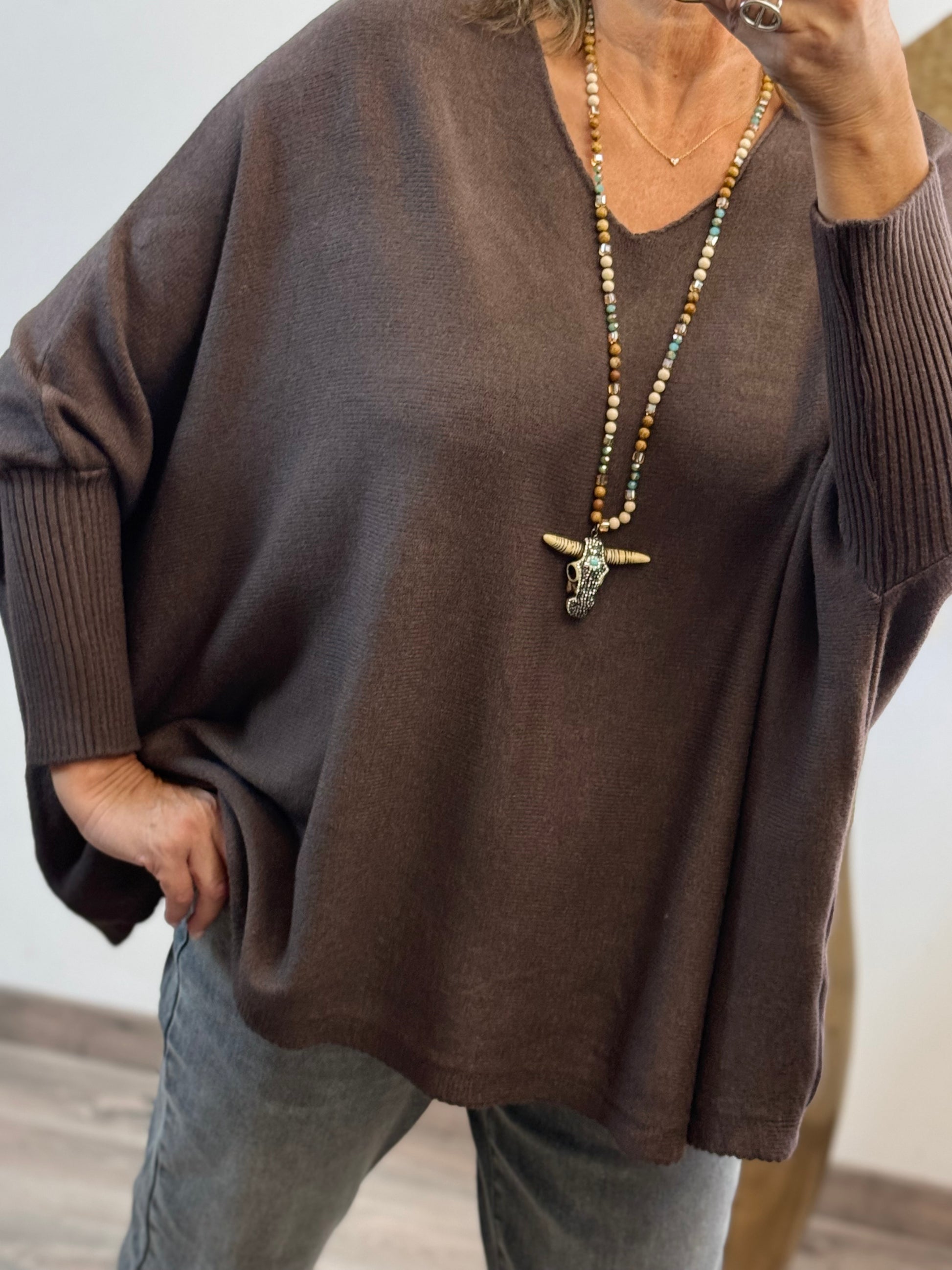 Pull Lucas oversize marron TU 44/54