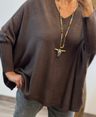 Pull Lucas oversize marron TU 44/54