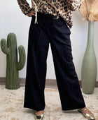 Pantalon noir fines rayures