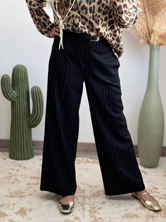 Pantalon noir fines rayures