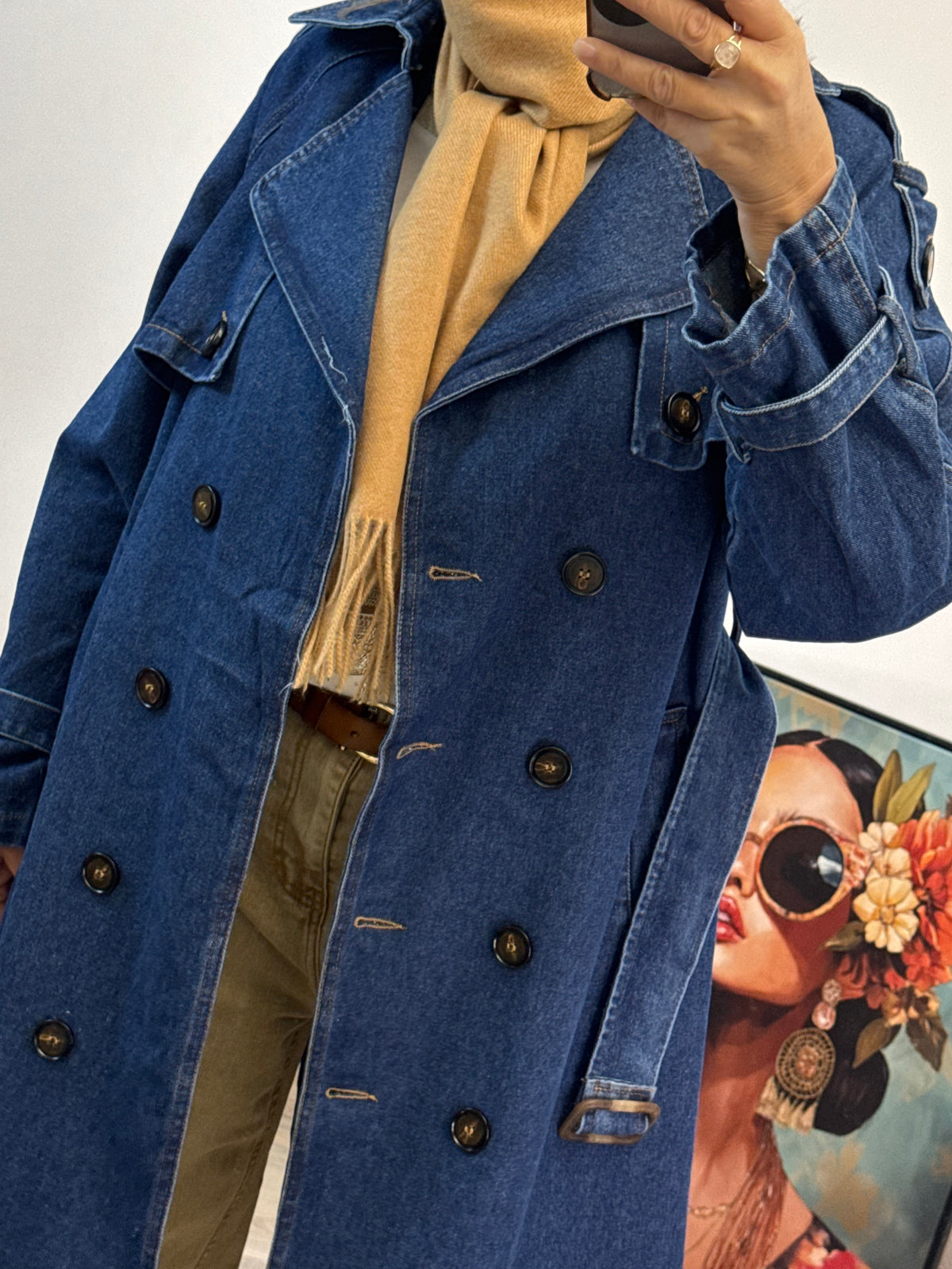 Trench jeans bleu brut