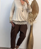 Top dentelle beige TU 40/46 et TU 46/50