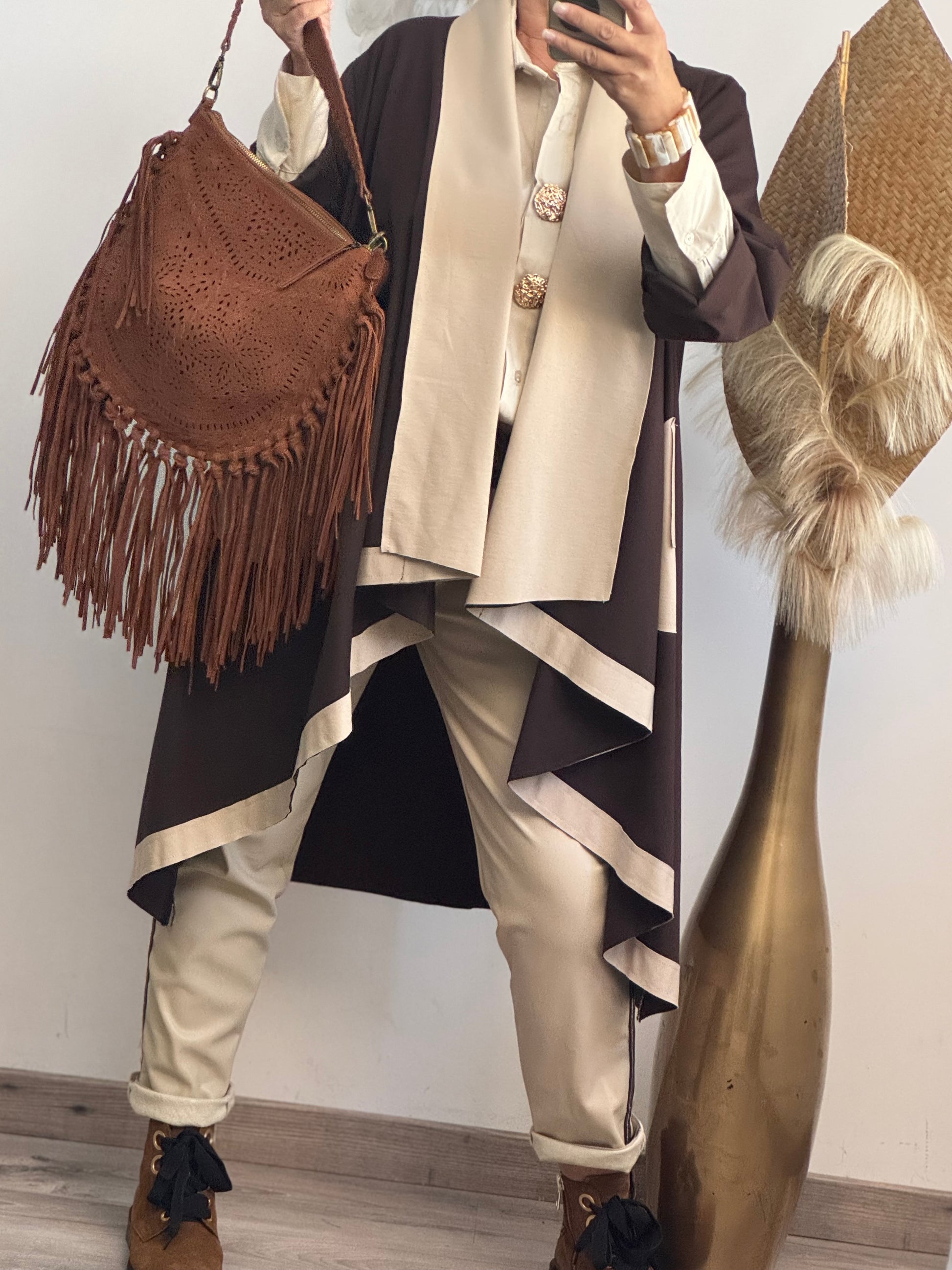 Manteau Félix beige et marron