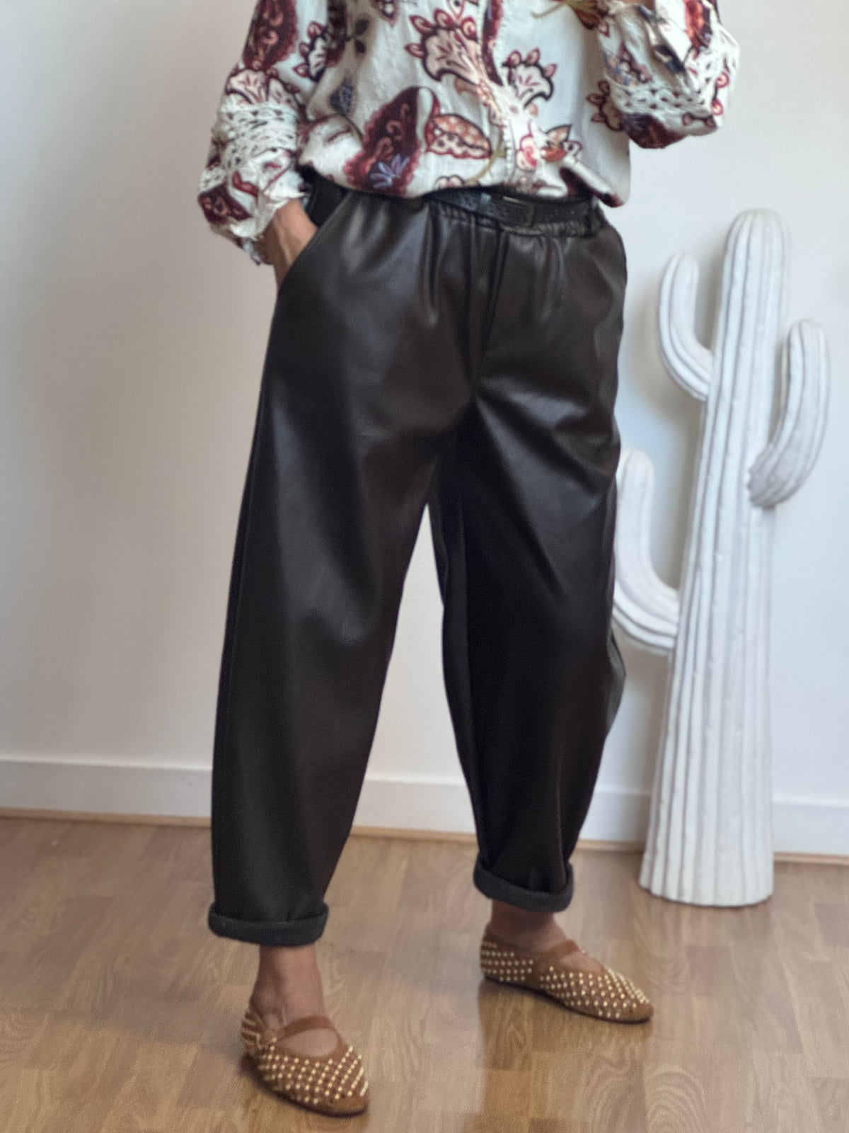 Pantalon SIENNA 🤎 similicuir marron TU 38/46
