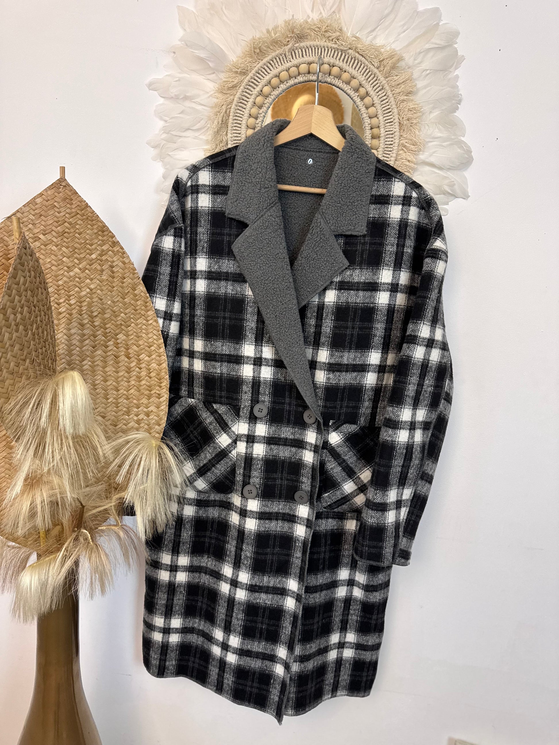 Manteau réversible gris