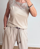 Top dentelle beige