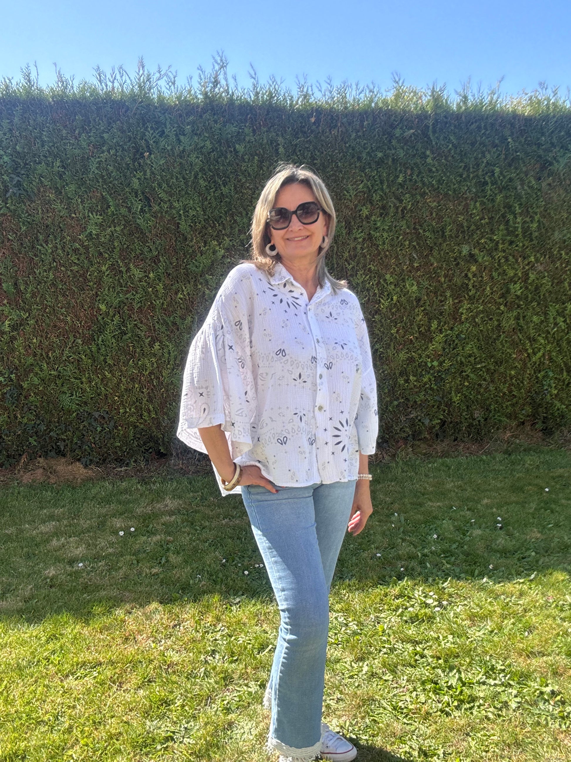 Chemise oversize bandana blanc